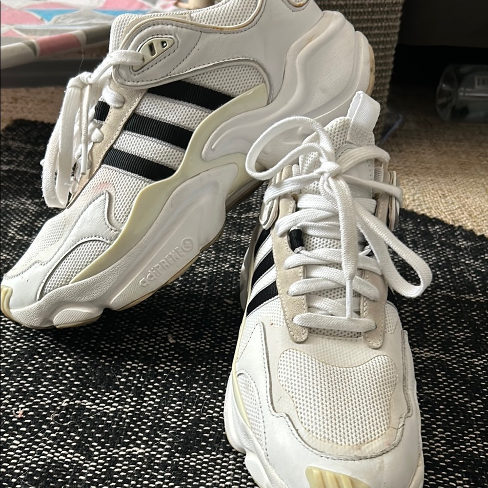 Adidas White and Navy Blue Sneakers